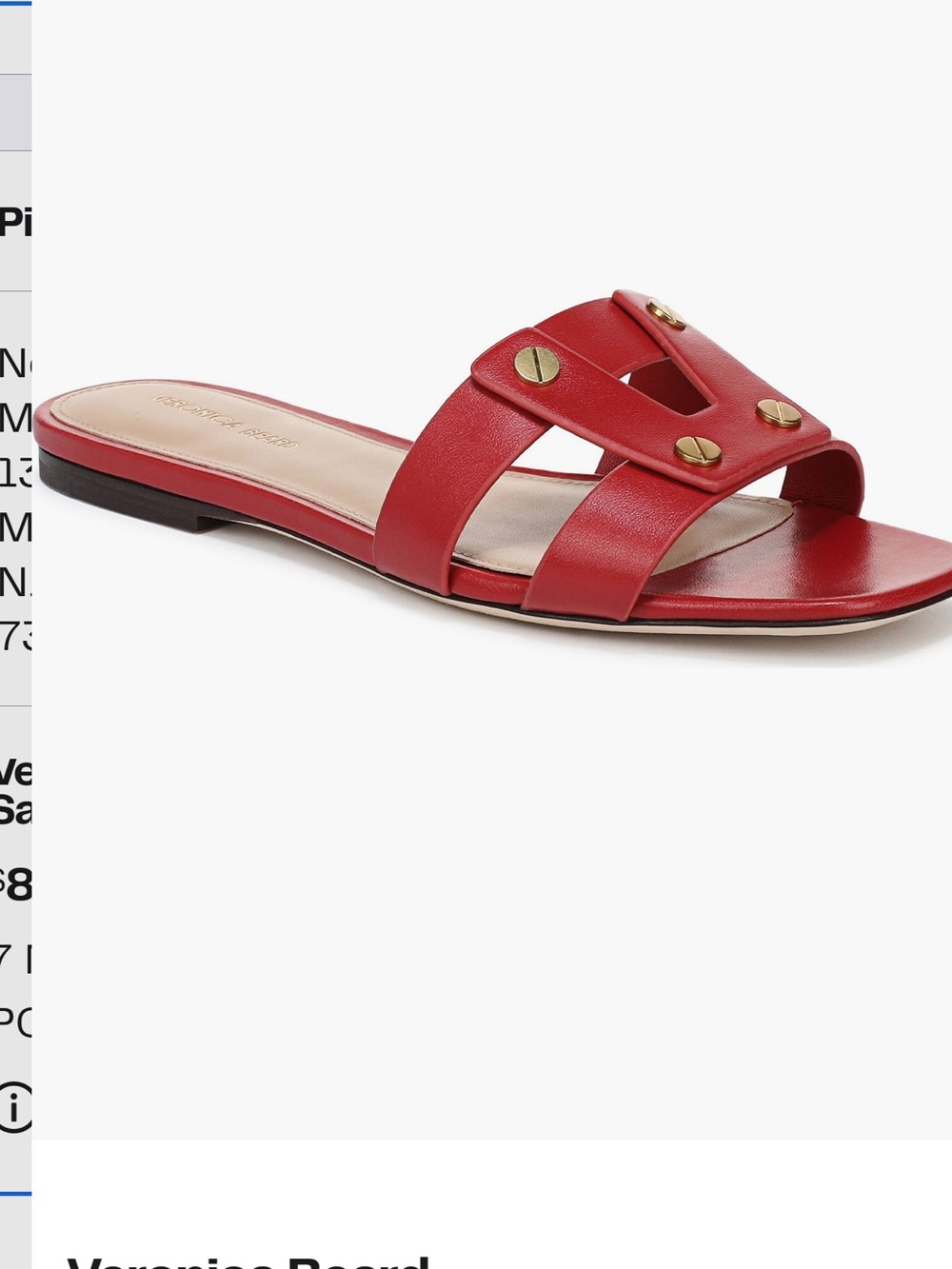 Veronica Beard  Via Slide Sandals with Gold Studs in Poppy Red size 7 NWOB